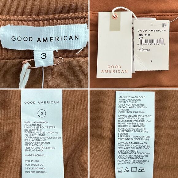 Good American 90’s Tank Dress Midi Brown L Square Neck - Picture 5 of 12